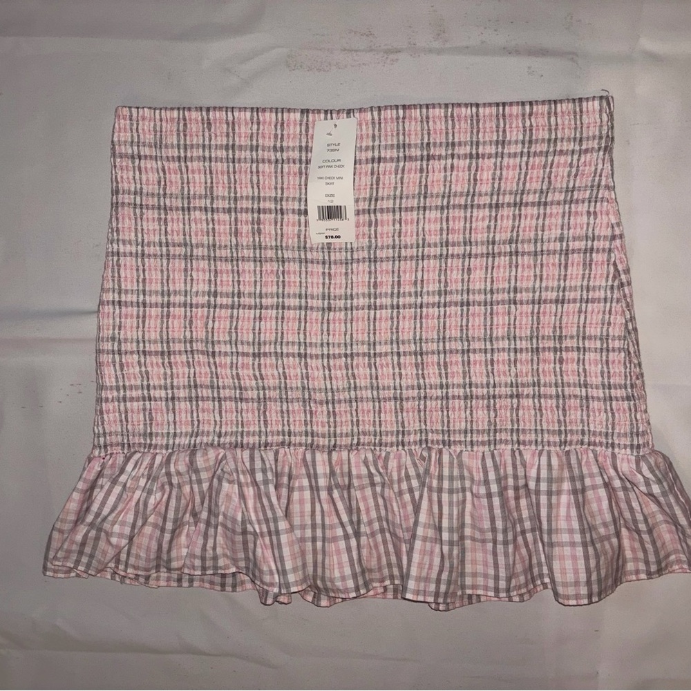 French Connection Pink Checkered Mini Skirt